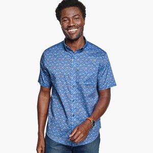 Johnston & Murphy Printed Short Sleeve Shirt Multi Cocktail Print Size L